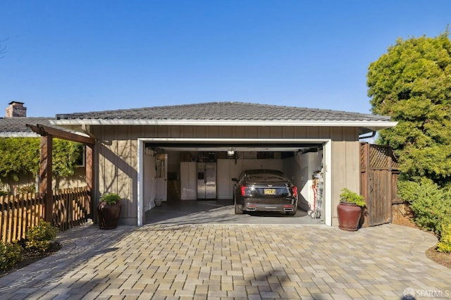 view of garage