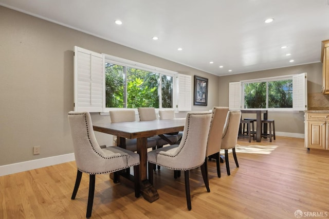 dining area featuring light hardwood / wood-style floors