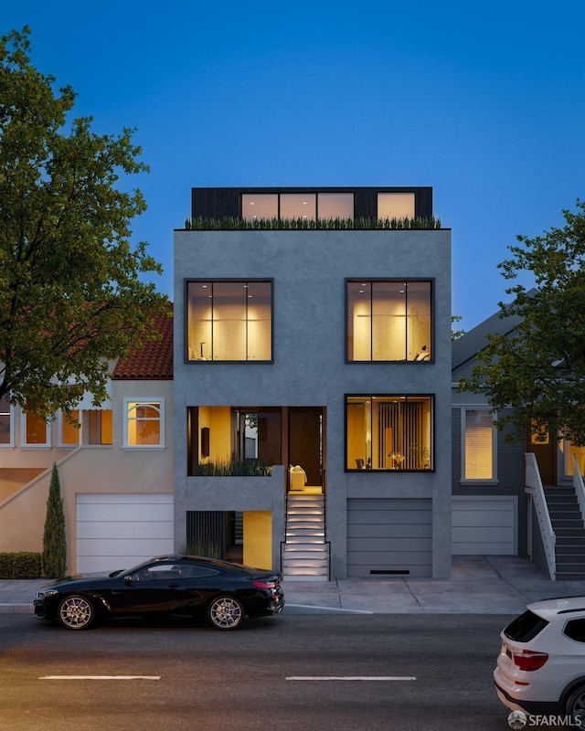 contemporary house featuring a garage