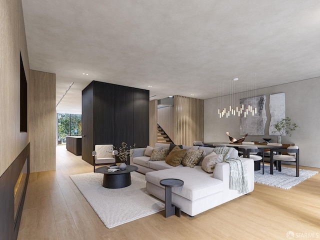 living room featuring light wood-type flooring