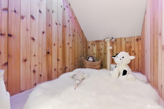 4038 18th St, San Francisco, CA 94114 - bedroom with vaulted ceiling and wood walls