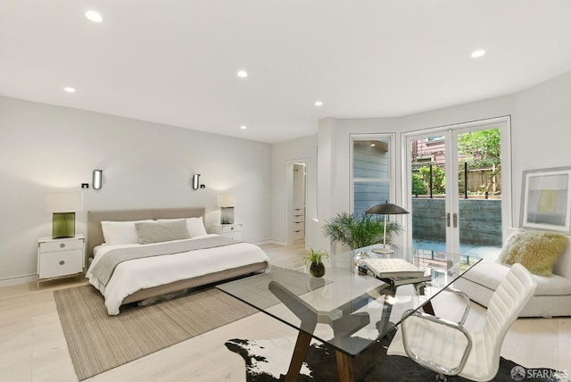 4038 18th St, San Francisco, CA 94114 - bedroom with access to outside, recessed lighting, french doors, and light wood-style floors