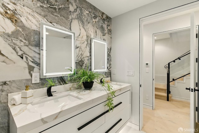 4038 18th St, San Francisco, CA 94114 - bathroom featuring double vanity and wood finished floors