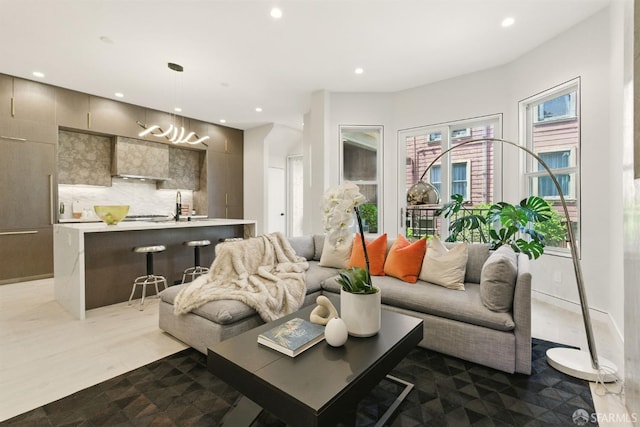 4038 18th St, San Francisco, CA 94114 - living area with recessed lighting and a chandelier