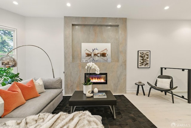 4038 18th St, San Francisco, CA 94114 - living area with recessed lighting, wood finished floors, and a fireplace