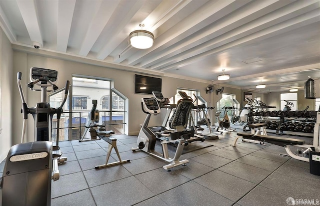 gym featuring a wealth of natural light