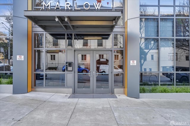 property entrance with french doors