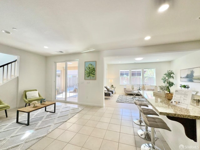 view of tiled living room