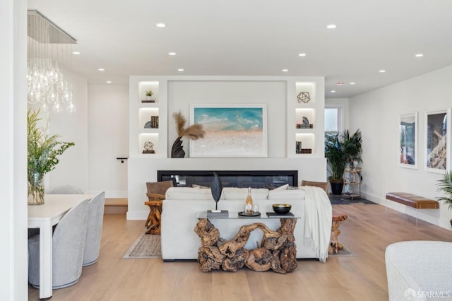 living room featuring light wood-type flooring