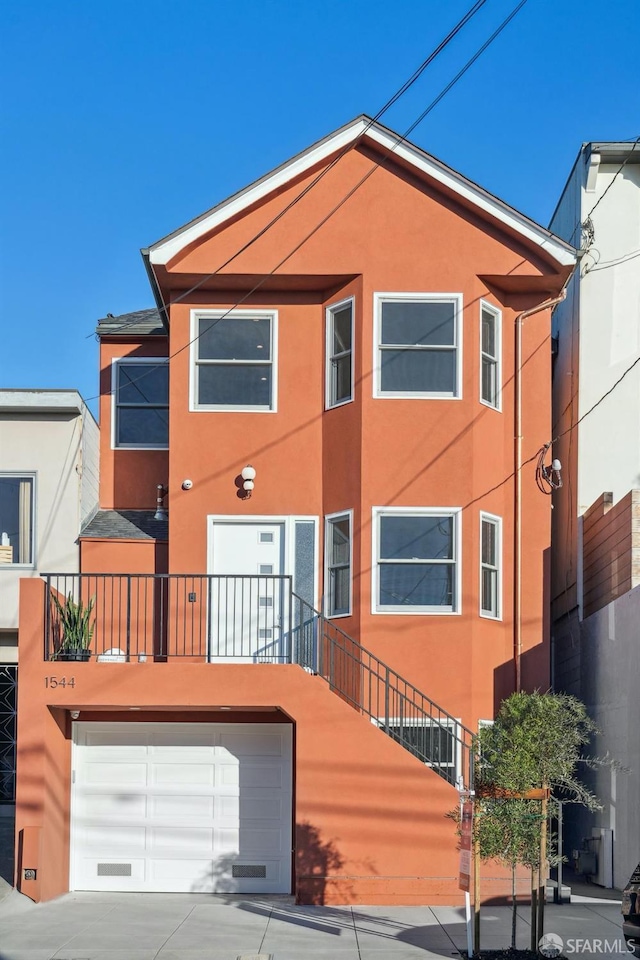 exterior space featuring a garage