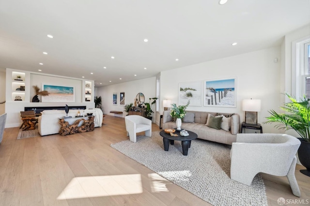 living room featuring light wood-type flooring