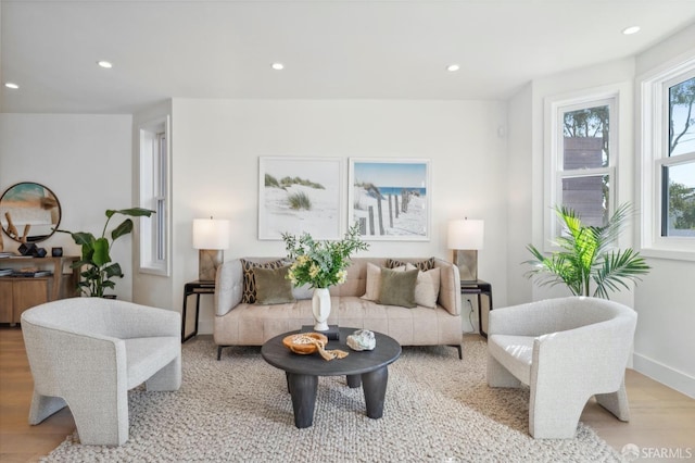 sitting room featuring light hardwood / wood-style floors