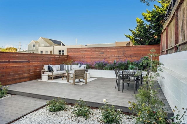 deck featuring an outdoor living space