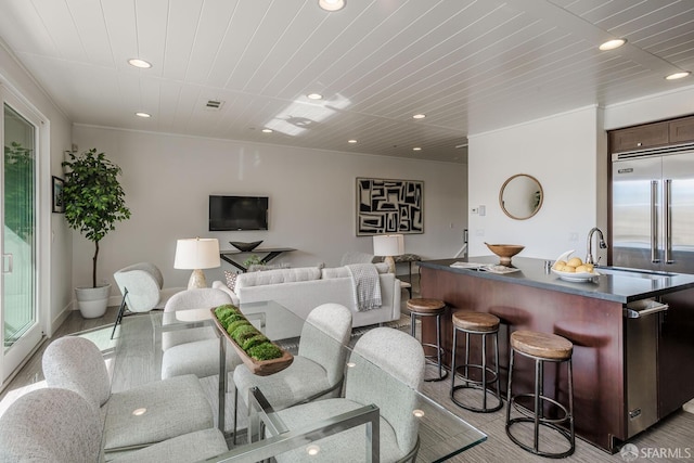 dining area with visible vents, a wealth of natural light, and recessed lighting