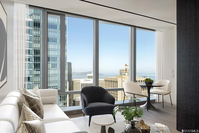 181 Fremont St Unit 54A, San Francisco, CA 94105 - living area with wood finished floors and a water view