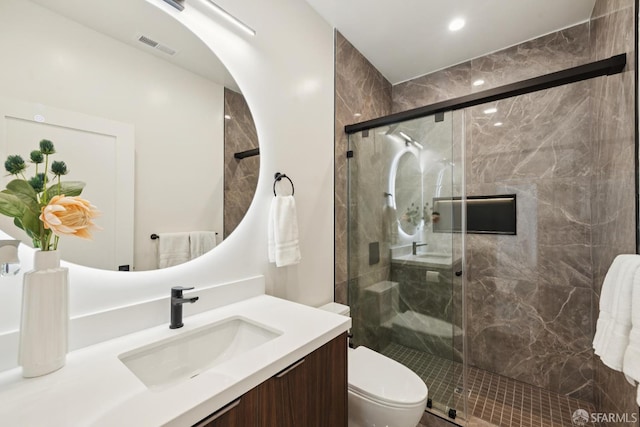1234 Francisco St Unit 6, San Francisco, CA 94123 - full bathroom featuring vanity, a shower stall, and recessed lighting