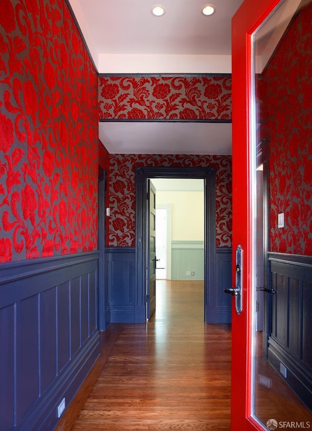 hall featuring hardwood / wood-style flooring