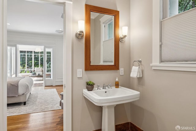 bathroom featuring a sink and wood finished floors