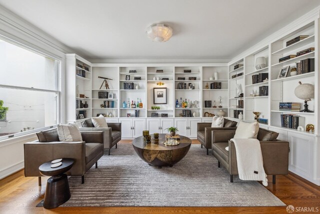 living area with wood finished floors