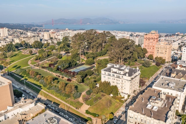 drone / aerial view with a view of city