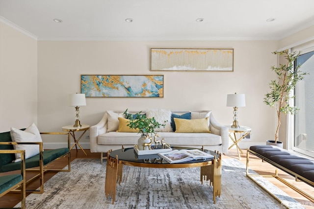 3044 Franklin St Unit 302, San Francisco, CA 94123 - living area featuring wood finished floors, baseboards, ornamental molding, and recessed lighting