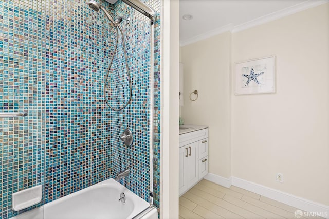 3044 Franklin St Unit 302, San Francisco, CA 94123 - full bath featuring tub / shower combination, ornamental molding, baseboards, and vanity