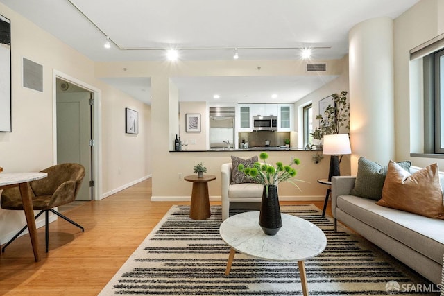 333 1st St Unit N307, San Francisco, CA 94105 - living room featuring rail lighting and light wood-style floors