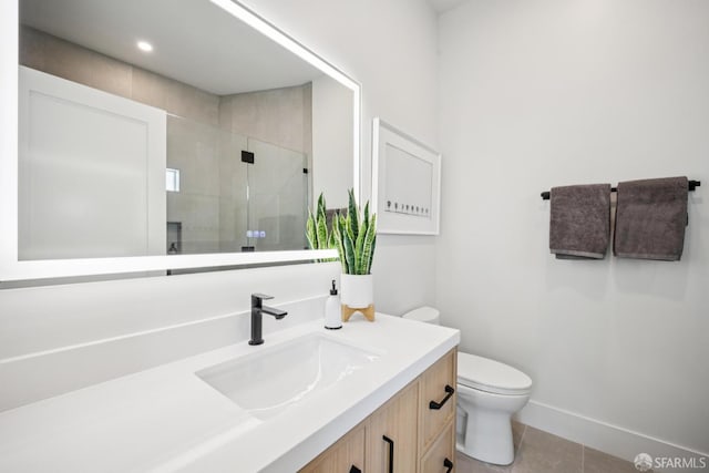 102 Baker St Unit B, San Francisco, CA 94117 - full bathroom featuring vanity, a shower stall, and tile patterned floors