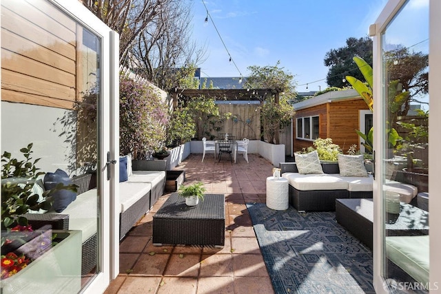 view of patio / terrace with an outdoor living space