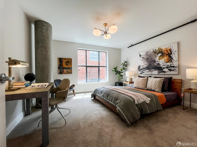 1 Bluxome St Unit 317, San Francisco, CA 94107 - carpeted bedroom with a chandelier and baseboards