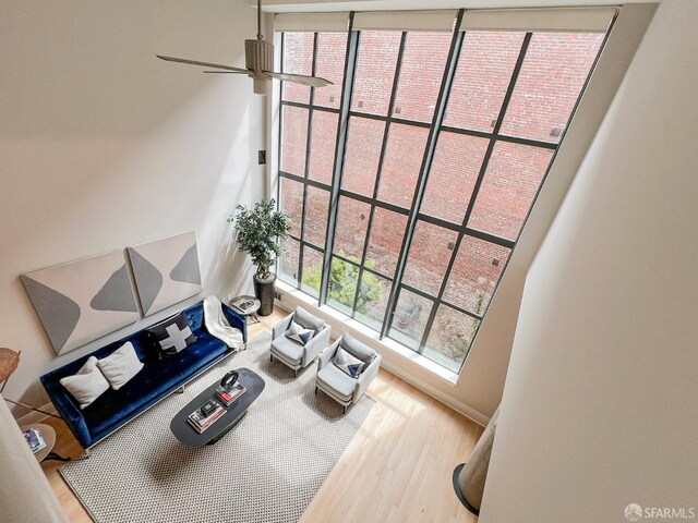 1 Bluxome St Unit 317, San Francisco, CA 94107 - living area featuring wood finished floors and ceiling fan