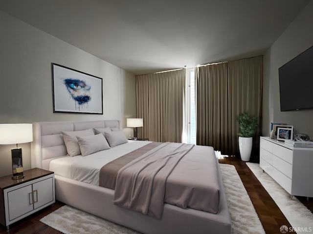 bedroom featuring dark wood-type flooring