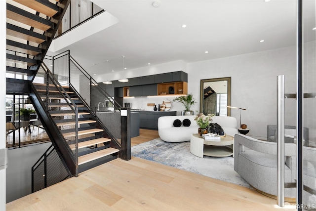 living room featuring light hardwood / wood-style flooring