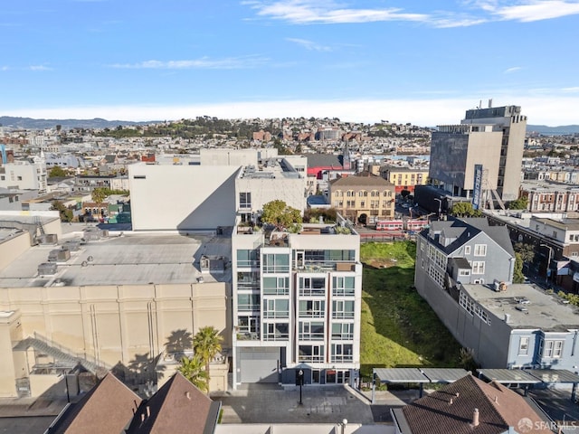 drone / aerial view with a city view