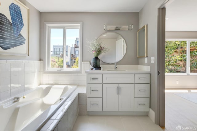 773 Duncan St, San Francisco, CA 94131 - full bath with a bath, vanity, tile patterned flooring, and baseboards