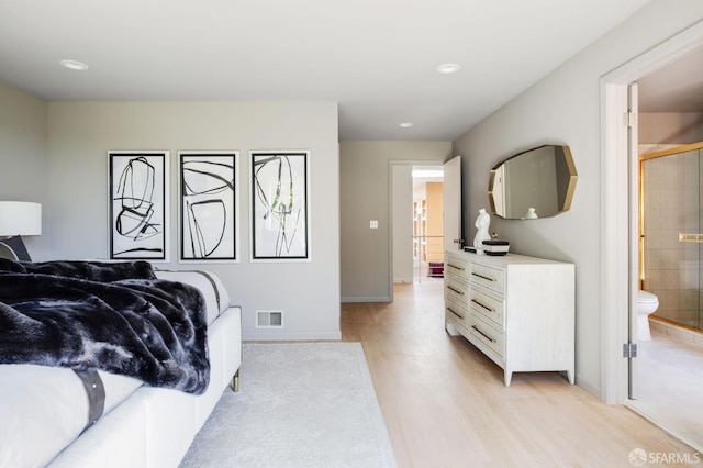773 Duncan St, San Francisco, CA 94131 - bedroom featuring light wood-type flooring, recessed lighting, connected bathroom, and baseboards