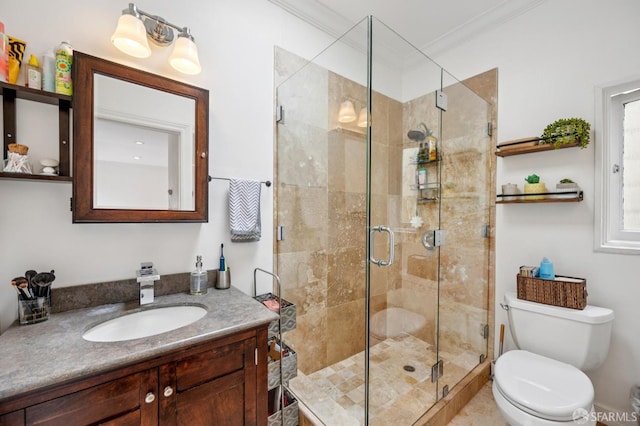 2922 Pine St, San Francisco, CA 94115 - full bathroom featuring vanity, ornamental molding, and a stall shower