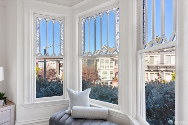 interior space with ornamental molding