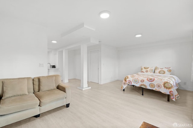 bedroom featuring light hardwood / wood-style floors