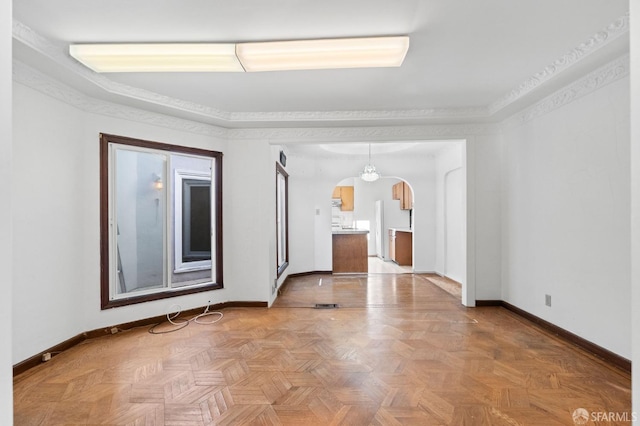 empty room featuring light parquet flooring