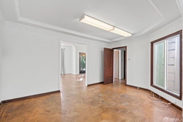 empty room featuring light parquet flooring