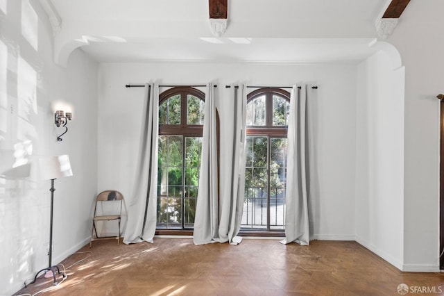 empty room with parquet floors