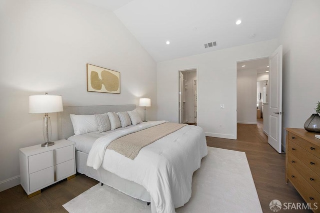 16 Barneson Ave, San Mateo, CA 94402 - bedroom featuring wood finished floors, lofted ceiling, baseboards, and recessed lighting