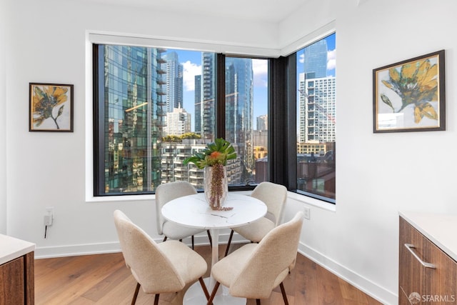 dining room featuring a wealth of natural light and hardwood / wood-style floors