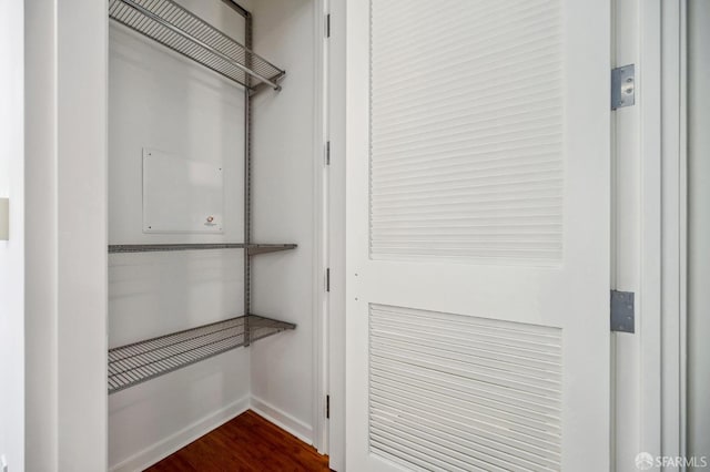 interior space with dark wood finished floors