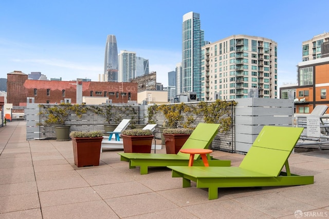 view of patio with a view of city