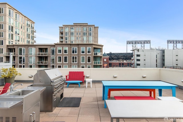 view of patio / terrace with a sink