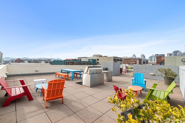 view of patio / terrace featuring a view of city