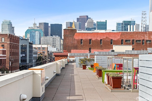 view of patio / terrace with a city view