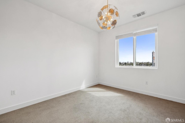 3821 Wattling St, Oakland, CA 94601 - spare room with a chandelier, carpet, and baseboards